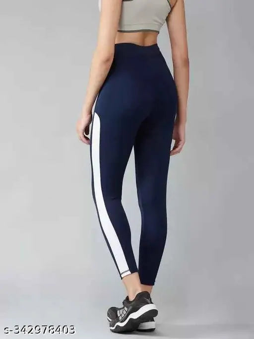 Women's cotton yoga tights in solid neutral color, stretchable Lycra design, regular fit, size 32 or 34, Made in India