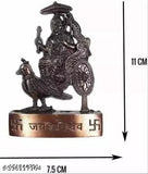 Metal DVM Jai Shani Dev Idol Statue, decorative handicraft from India, dimensions: 4.5cm x 11cm x 1.5cm