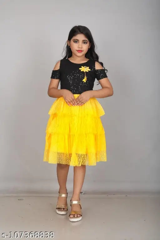 Yellow lace, modern one piece dress