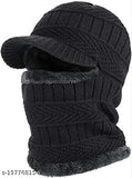 Woolen winter beanie, universal size, cycling/ski mask - Samriya knitted cap in solid pattern, multicolor