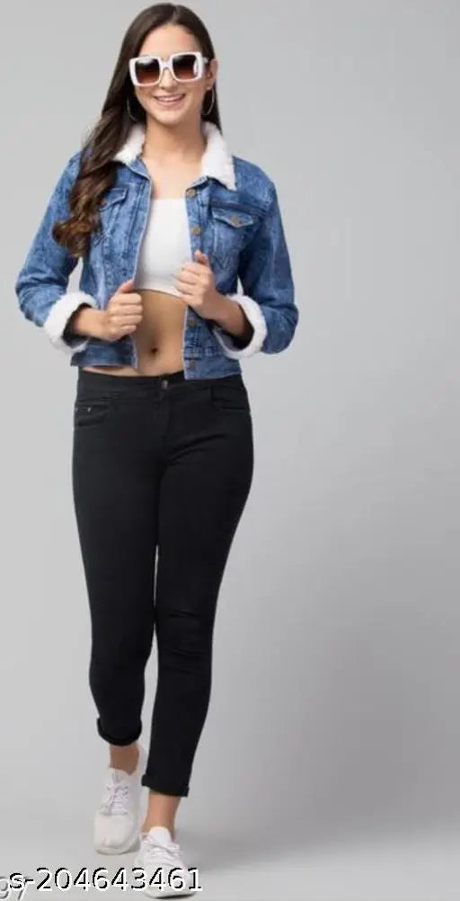 Denim long sleeve jacket by Far Jacekt Dhol, solid design in sizes L and XL, made in India