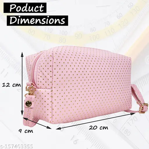 Pink Orviz cosmetic sling bag, adjustable strap for shoulder or crossbody wear