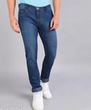 Dark blue cotton blend Inspire Slim Fit jeans, medium wash, 5-pocket style with belt loops, perfect for casual outings