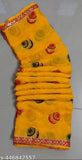 Matka design saree, yellow color with checkered print and striped pattern, new arrival festive Diwali pooja Georgette material