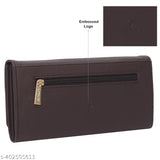 Black leather women's casual clutch wallet, zip closure, card slots