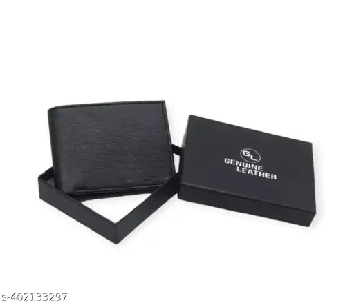 Men's formal travel black artificial leather bi-fold wallet (6 card slots), luxurious premium faux leather, perfect for evening/party events
