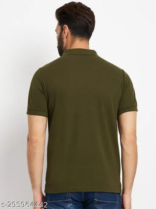 Blue cotton blend polo t-shirt for men, printed with design. Vero Amore, M/L/XL sizes available