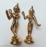 Brass Radha Krishna Yugal Jodi Idol, 5 inch, 450 gram - Authentic Indian Krishna statue for Puja