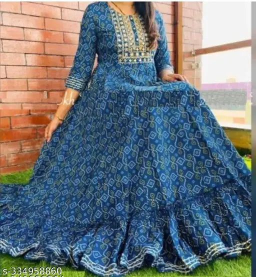 Alisha sensational kameez with floral pattern, blue color, long skirt style