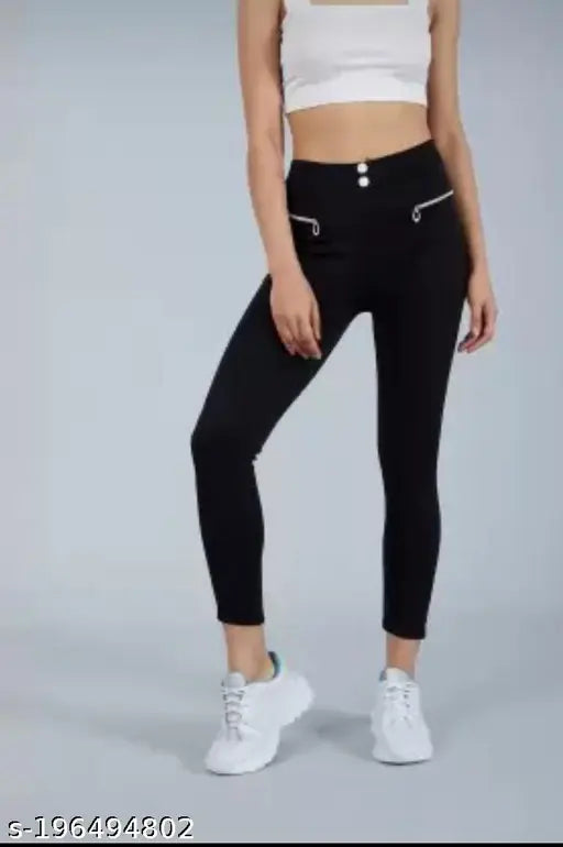 Emprace black lycra jegging solid, women's 30-inch waist, 36-inch length jegging from India
