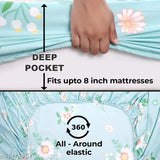 Glace cotton fitted single bedsheet, 3D printed design, cotton elastic, ideal for summer, AANANYA HOME PRODUCT