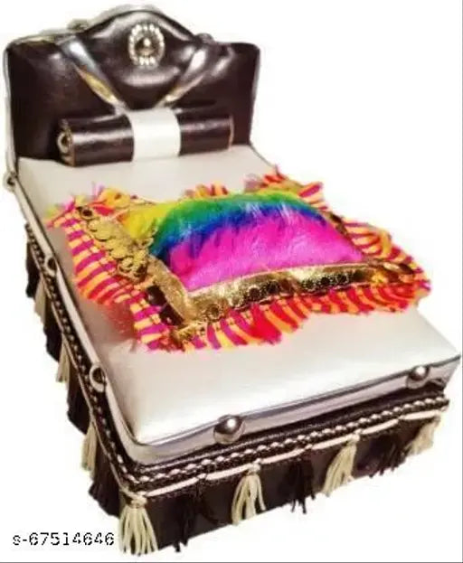 Handcrafted wooden Laddu Gopal Thakur Ji Kanha Ji bed Pooja Chowki, 6x6x9 inch Indian religious item