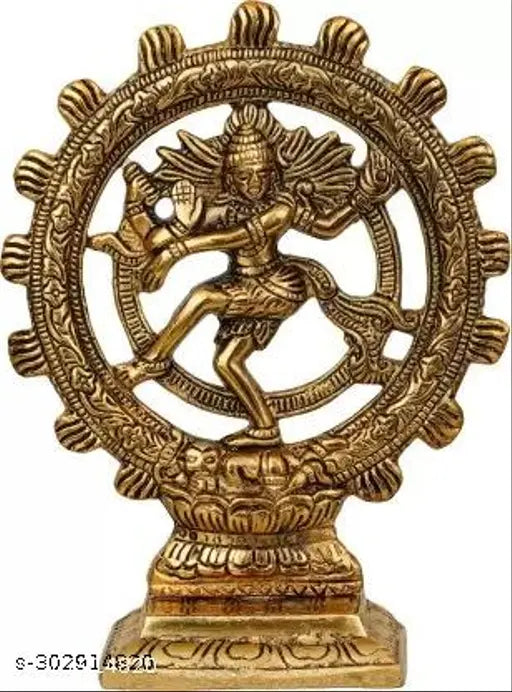 Gold-plated, 19cm Metal Nataraj Statue by Shree Girraj Ji Traders, decorative Shiva idol for home decor