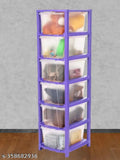 Purple plastic organizer with compartments, suitable for toys, books, clothes, and shoes
