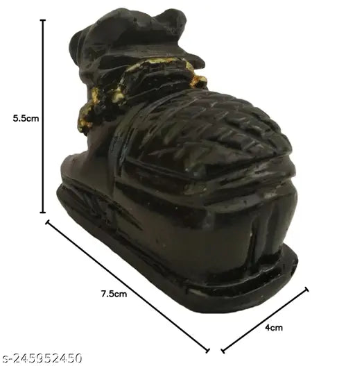 Pure black tilak marble stone Nandi pindi showpiece for pooja decorative, handcrafted home temple accessory