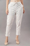 Cotton printed net casual trousers for women, regular fit, 27-31 waist sizes available