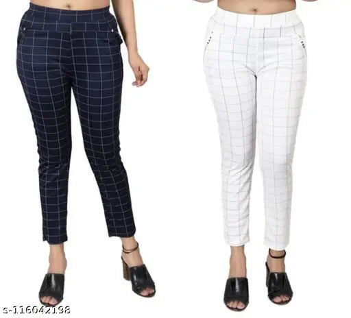 Printed net spandex jeggings for women (size 24/26/28/30), India-made fashionable activewear