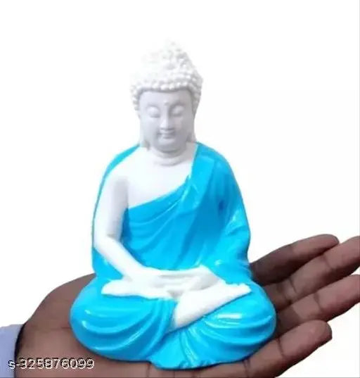 Blue resin Lord Buddha statue (55 inch), perfect for home decor & gifts. Elegant meditation figurine, ideal for desks, shelves or windowsills