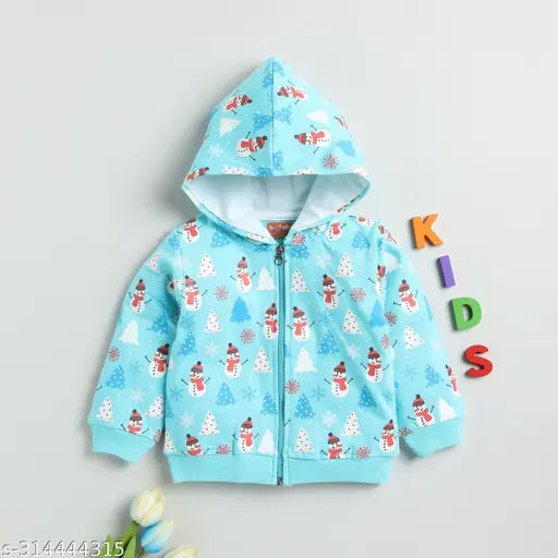 Cotton snuggly monkey snowman print hoodie, perfect for winter wear (2-3 years)