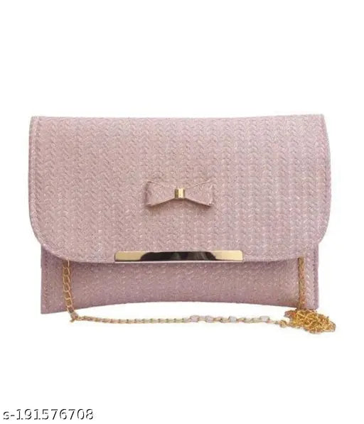 Pink fabric clutch handbag