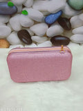Magenta glittery fabric clutch wallet for women, zip closure