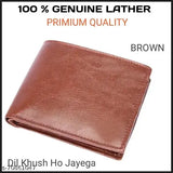 Brown leather men's wallet, 100% original lather, free size (13cm x 10cm), handcrafted in India