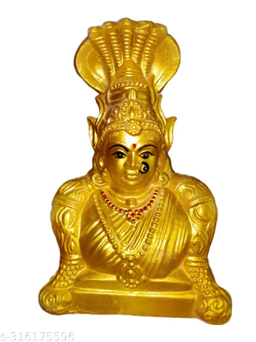 Exquisite golden ceramic Mariamman Statue, 13cm L x 24cm H x 7.5cm B, perfect for sacred Pooja Room decor