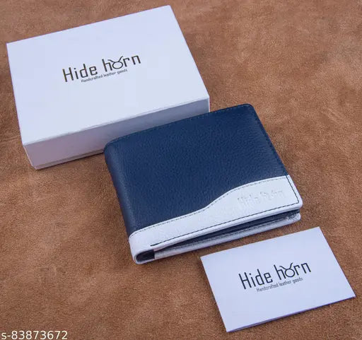 Leather bi-fold RFID wallet, modern design, 2 compartments, solid color, elevates men's fashion accessories