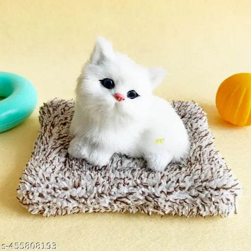 Soft ABS cat toy with activated carbon - Adorable sleeping pet figurine for car dashboard and home decor