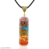 Crystal stone 7 Chakra Orgone pendant for Reiki healing and Feng Shui, handmade with natural healing stones