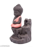 Poly Resin Buddha Statue with 10 backflow incense cones, perfect for home decor and aromatherapy