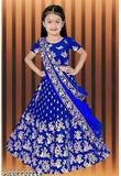 Embroidered satin lehenga & net dupatta set, short sleeves, stitched net, free size, Indian craftsmanship