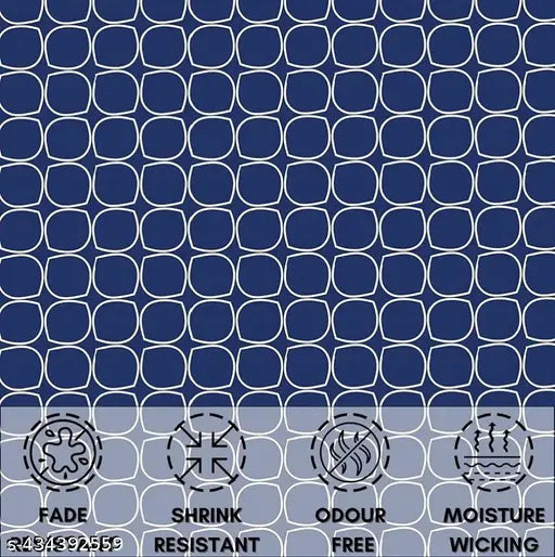 Glace cotton fitted double bedsheet set with 2 pillow covers, geometric pattern, ideal for summer on heavy mattresses (78x72 inches / 198x182 cms / 6.5 x 6 feet pillows: 28x18 inches / 45x71 cms). Made in India