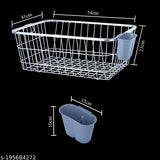 Silver metal dish drainer rack with one spoon holder, kitchen