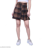 Woman's cotton checked skirt, size 26/28/30/32, casual vintage pattern, made in India