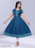 Aqua chiffon printed bhandej kameez with long sleeves