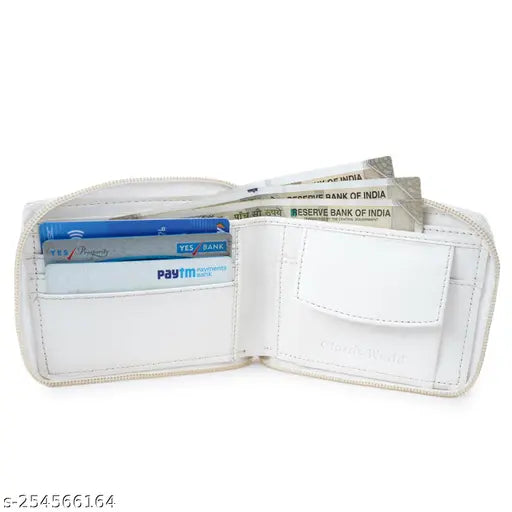 Classic World New Trending PU zip wallet, solid color, 2 compartments, free size. Quality bi-fold wallet with coin pocket and currency compartments, perfect for daily use, ideal gift for men or women, made in India