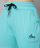 Light blue cotton women's pyjama set with elastic waistband