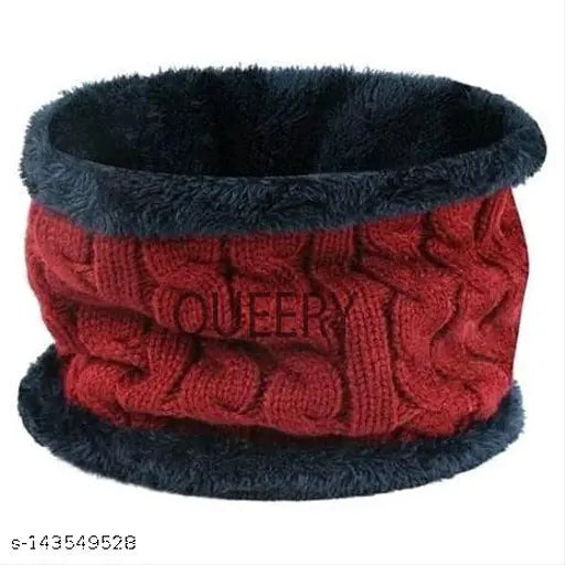 Red knit acrylic neck warmer, unisex