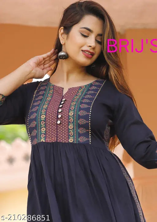 Rayon three-quarter sleeve Ganesh Kurta, Indian festive partywear for women