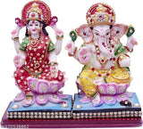 Poly Resin Laxmi Ganesha Idol, 9cm x 21cm x 20cm, Indian Goddess Lakshmi Statue for Home or Pooja