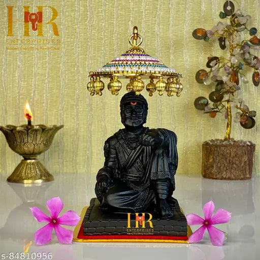 Black poly resin Chhatrapati Shivaji Maharaj statue for home decor, office decor, or gifting, inspiring living room showpiece