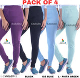 Women's cotton blend jeggings pack of 4, lightweight and stylish jeans for four, solid color cotton lycra rib OE fabric