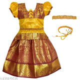 Tissue cotton Girls Pattu Pavadai Lehenga Choli with Kamarband, aged 6 months to 8 years, Zari stitched net and short sleeves, Indian festival wear