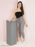 Skinny belt trousers in gray color