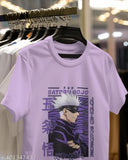 Trendy half sleeve cotton Anime Jujutsu Kaisen Gojo Satoru printed t-shirt, vibrant color, comfortable casual wear, machine washable, made in India