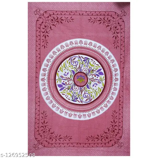 E ELMA 144 TC Cotton Printed Single Bedsheet With 1 Pillow Cover