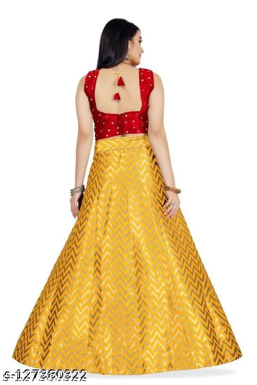 Soft silk lehenga, chanderi dupatta with banarasi jacquard print in fancy designer collection, size up to 42 inches