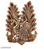 Metal Krishna-Radha idol showpiece, intricately crafted Hindu God figurine, 10cmx10cmx10cm, handmade Indian artistry for spiritual Diwali decoration