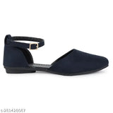 Blue velvet ankle-strap flats with buckle - Beautiful Party Wear for women & girls' events and daily wear